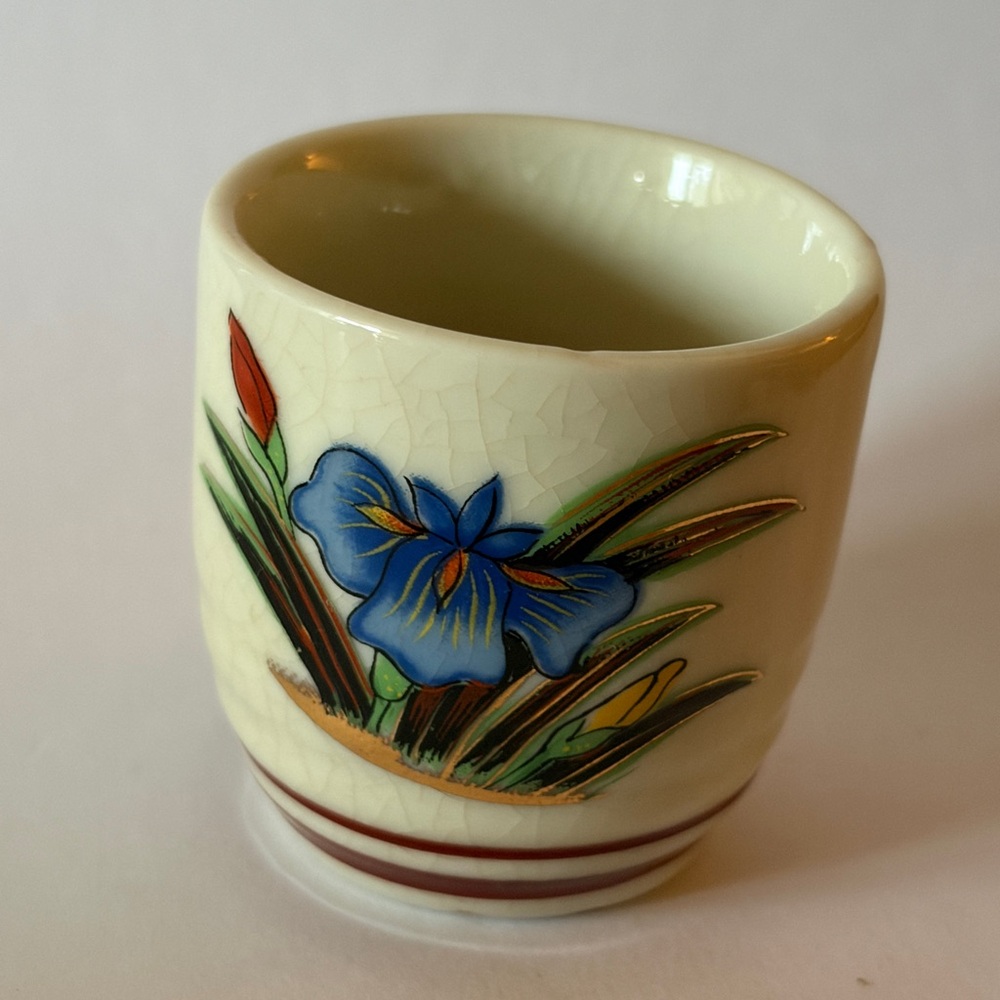 Vintage MCL Japan Tea Sake Cup Egg Cup Theme Flowers 2”